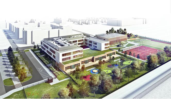 Trwa budowa największej szkoły we Wrocławiu i drugiej, mniej więcej o połowę mniejszej [ZDJĘCIA, WIZUALIZACJE]