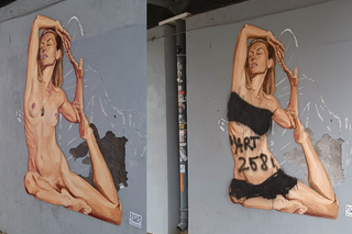 Wstydliwy wandal zniszczył street art w Lublinie. Przeszkadzało mu, że kobieta jest naga