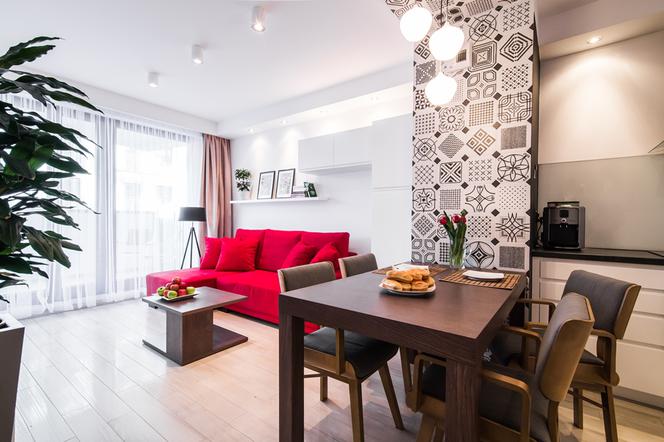 Salon z aneksem kuchennym w kawalerce
