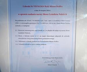 Trzy młode buki purpurowe na Skwerze Leśników Polskich wspólnie zasadzili pracownicy Nadleśnictwa Siedlce i Lasów Państwowych, władze miasta Siedlce i radni.