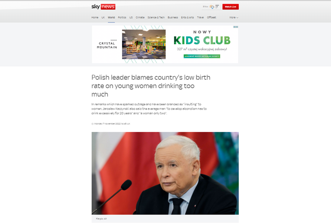 Kaczyński w Sky News