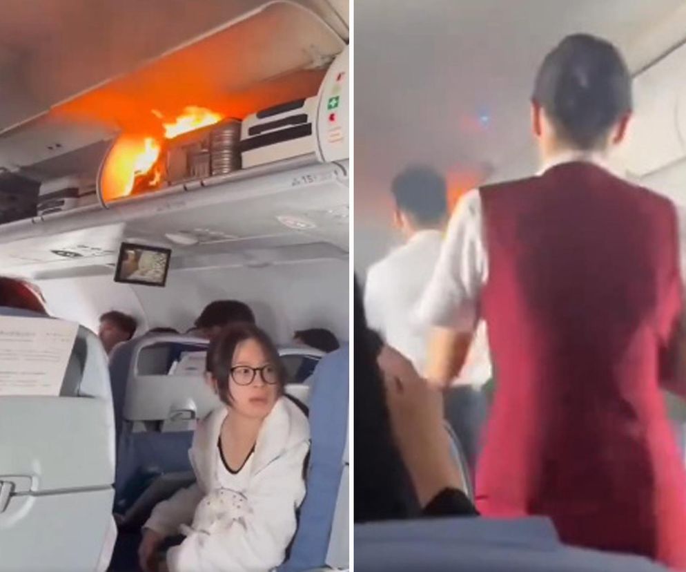 Pożar w samolocie pełnym ludzi! Płomienie buchały tuż nad głowami