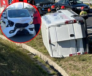 Pechowy dzień w Warszawie. Rozbite furgonetki przy lotnisku i na S8