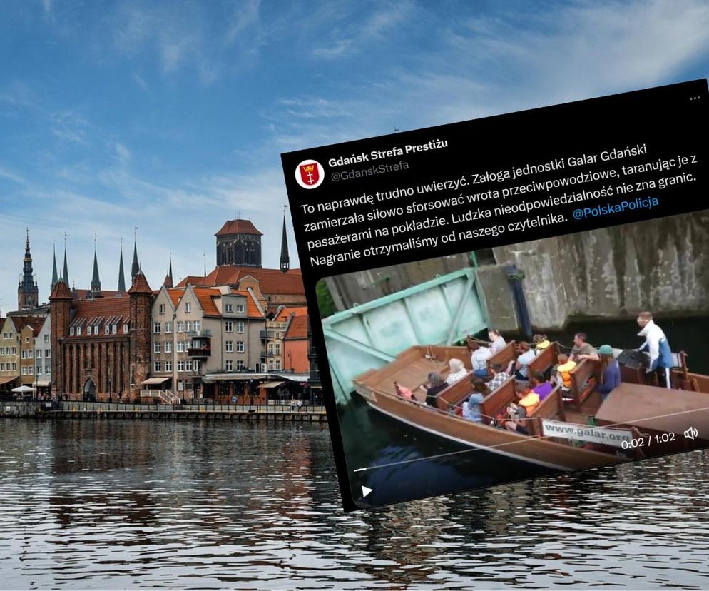 Gdańsk. O krok od tragedii? Łódź miała próbować sforsować wrota przeciwpowodziowe [WIDEO]