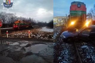 Groźny wypadek na przejeździe kolejowym w Polkowicach. BMW wjechało wprost pod lokomotywę!