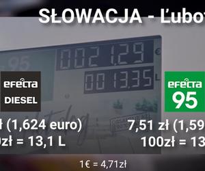 Ceny na stacji paliw Orlen w okolicach Preszowa na Słowacji