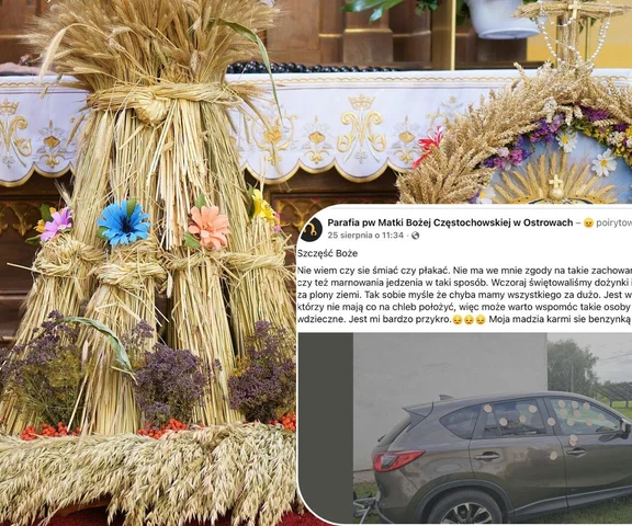 Szok na dożynkach. Samochód księdza obrzucony mielonką!