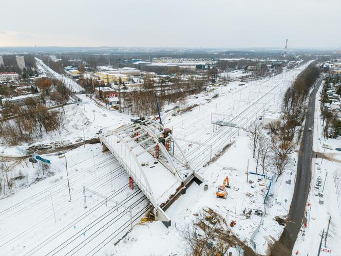 Budowa wiaduktu nad linia kolejową w Sosnowcu