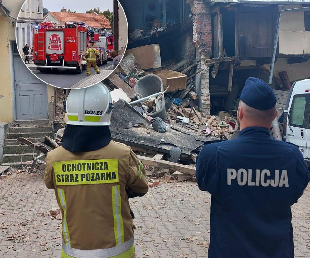 Ściana kamienicy legła w gruzach! Dramatyczna akcja ratunkowa w Wągrowcu