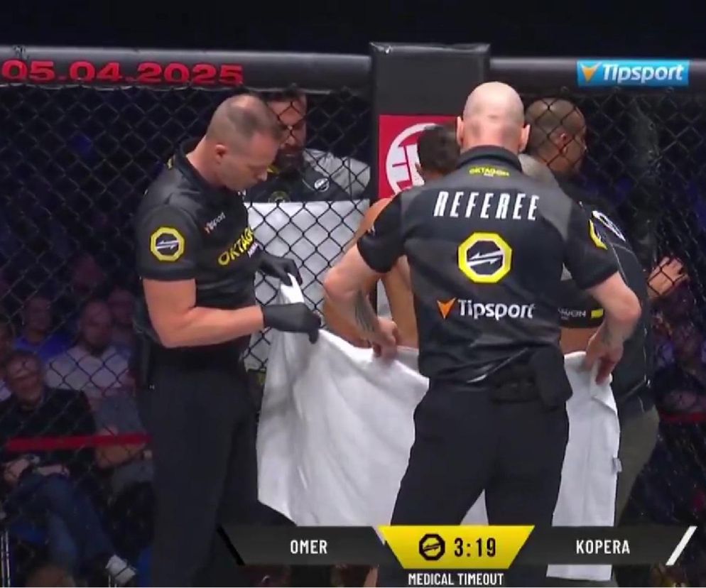 Przerwa medyczna w walce Kopera - Omer na Oktagon MMA