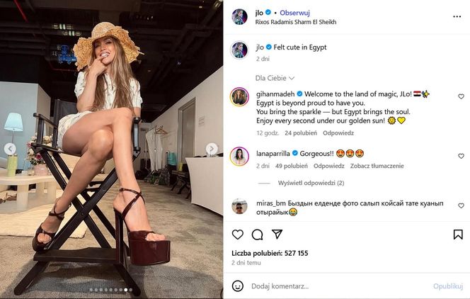 Wypoczywa w Egipcie po szaleństwach w Polsce! J. Lo wije się na hamaku