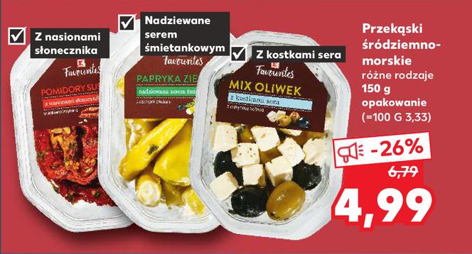 Przekąski śródziemnomorskie, różne rodzaje 4,99 zł/150 g 