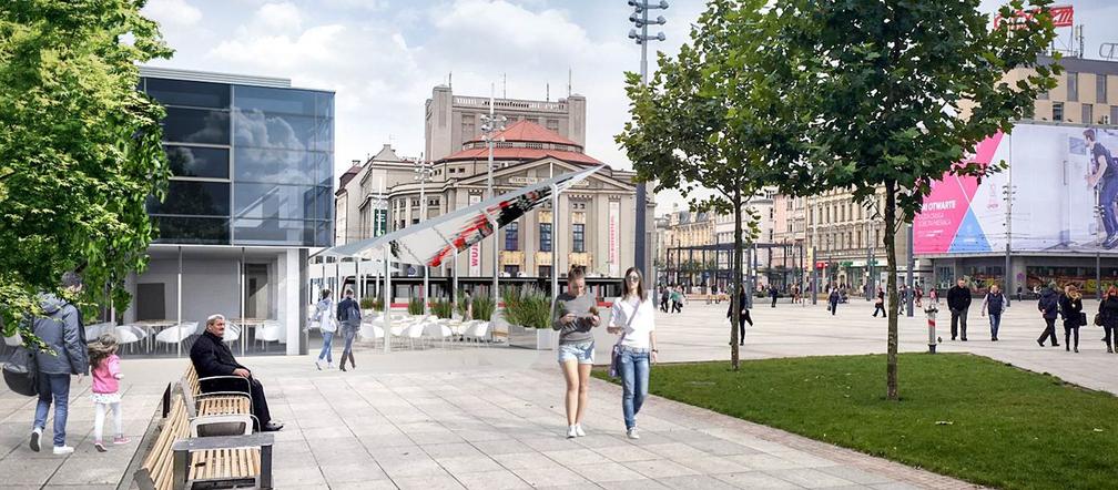 Katowice: Dizajnerskie zadaszenie na miejskim rynku [WIZUALIZACJE]