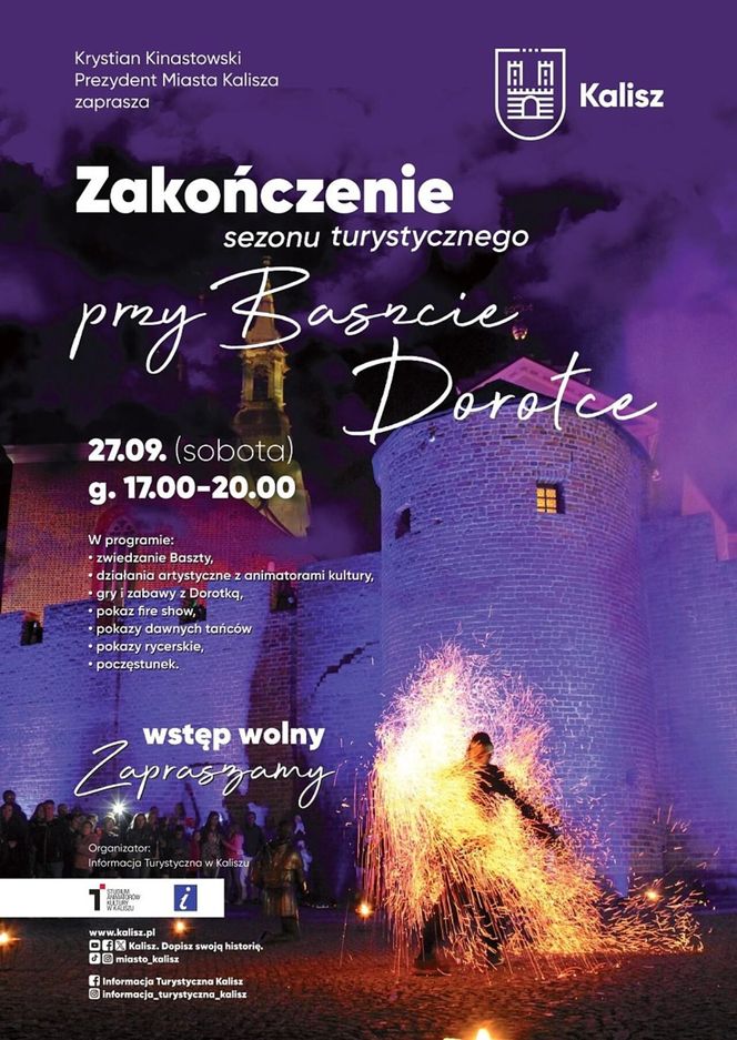 Kalisz. Pokazy rycerskie, animacje czy fire show. Przed nami zakończenie sezonu przy Baszcie Dorotce