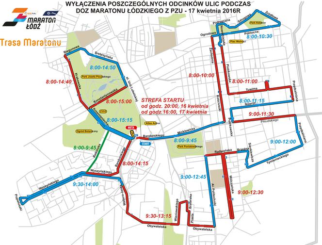 Te ulice będą wyłączone z ruchu podczas Maratonu DOZ 2016 w Łodzi