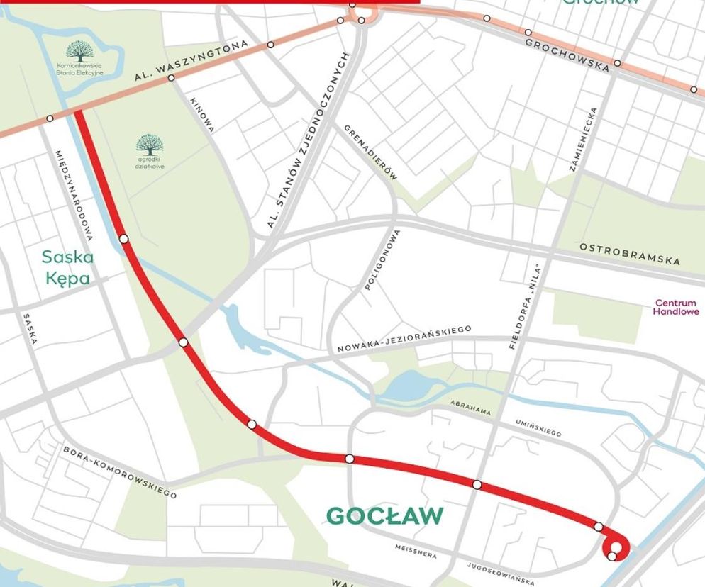 Trasa tramwaju na Gocław