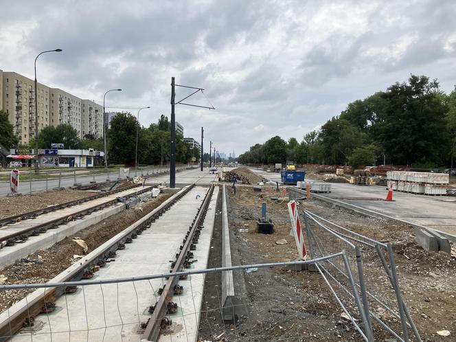 Budowa tramwaju na ul. Sobieskiego w Warszawie