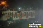 Kibice Śląska Wrocław z flagą Sevilla FC