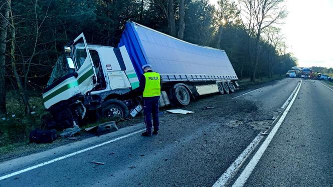 Śmiertelny wypadek pod Piotrkowem Trybunalskim. Kierowca hyundaia zderzył się z tirem [ZDJĘCIA]
