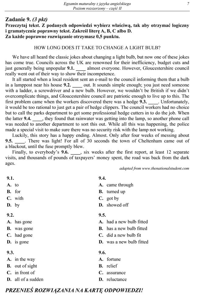 Matura 2014 język angielski ARKUSZE poziom rozszerzony cz. 2-7