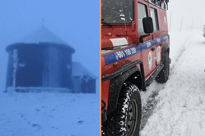 Zamieć śnieżna na Śnieżce. W Karkonoszach panują fatalne warunki pogodowe 