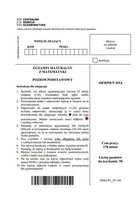 Poprawkowa Matura z matematyki 2014 /1