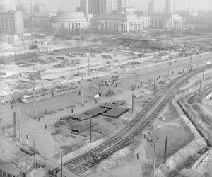 Budowa dworca Warszawa Centralna na początku lat 70.