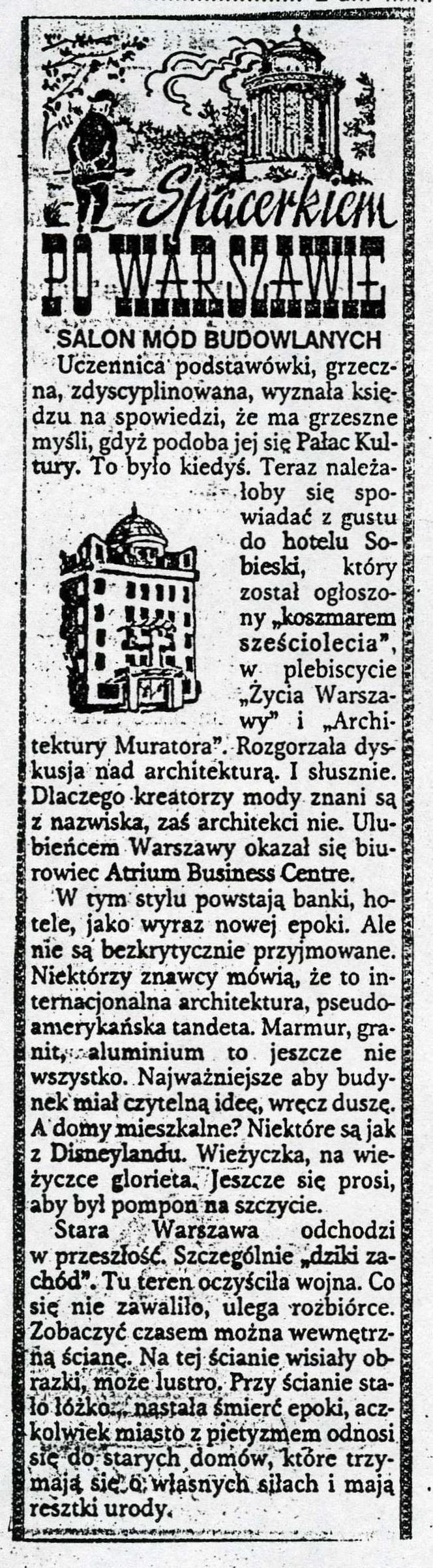 Spacerkiem po Warszawie, „Ekspres Wieczorny”, nr 16/1996, 19.01.1996