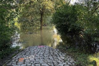 Wrocław walczy z wielką wodą. Rzeka wylewa na Stabłowicach, ludzie układają worki z piaskiem 