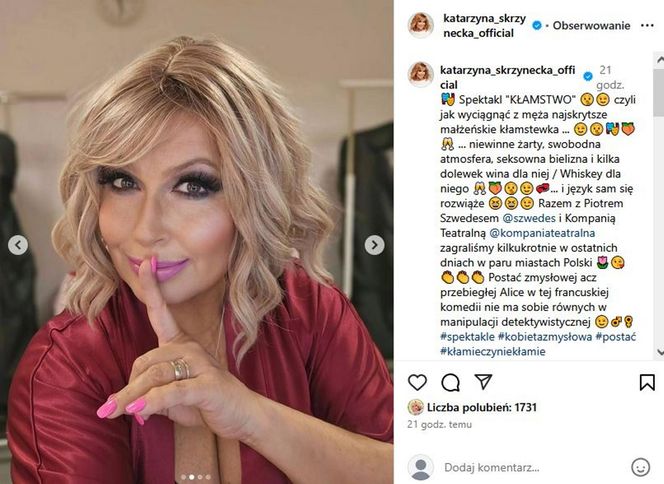 Katarzyna Skrzynecka z wielkim dekoltem szaleje w sieci. Dodała odważny post