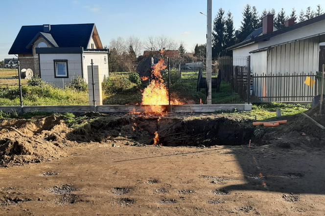 Pożar gazociągu w miejscowości Łęg Tarnowski