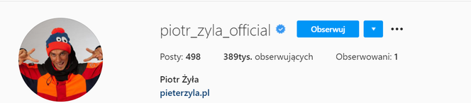 Profil Piotra Żyły na Instagramie