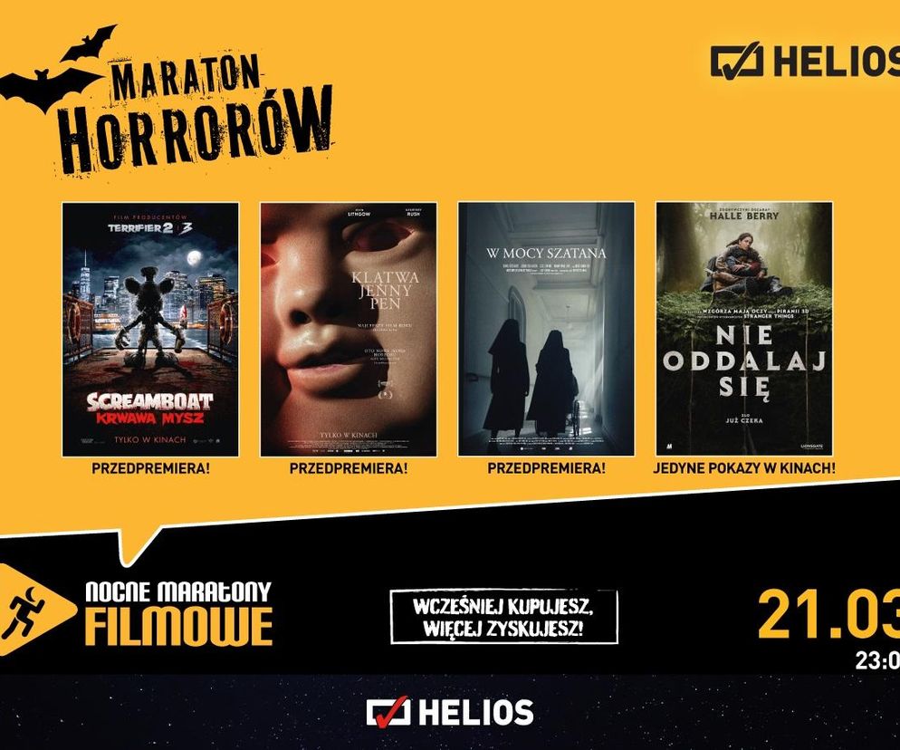 Nocny Maraton Filmowy z czterema horrorami już 21 marca w siedleckim Heliosie!