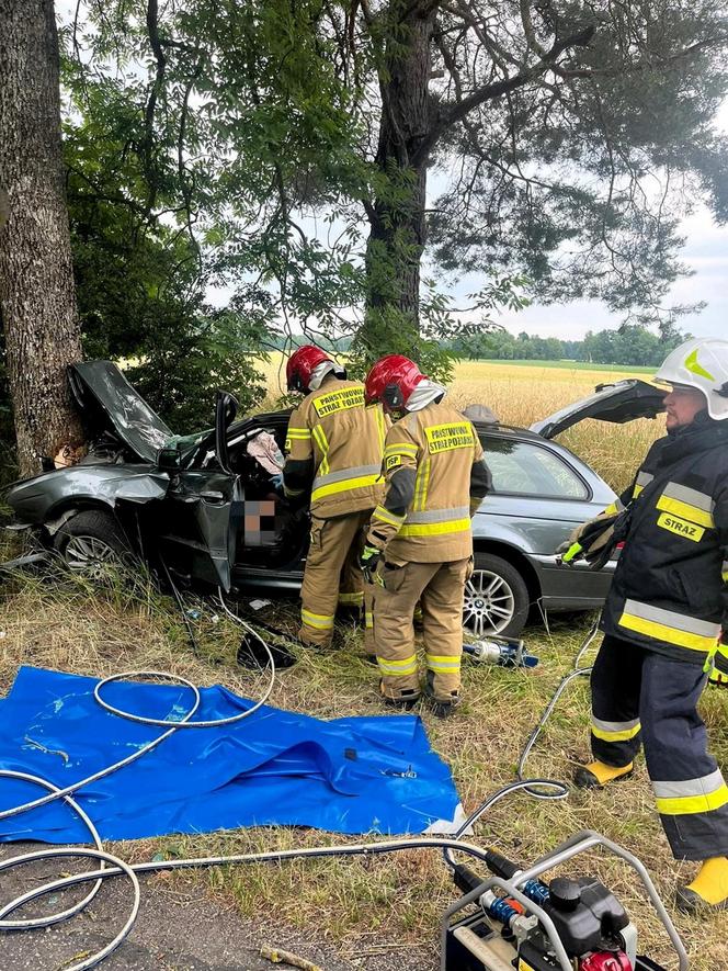 Dramat na drodze pod Bartoszycami. Pijany 18-latek wjechał w drzewo!