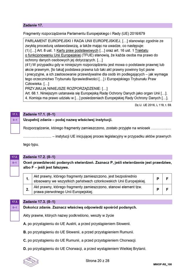 WOS 2024 - matura, arkusze CKE (formuła 2023)