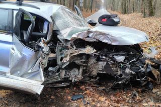 Skoda uderzyła w drzewo. 4-letnie dziecko trafiło do szpitala