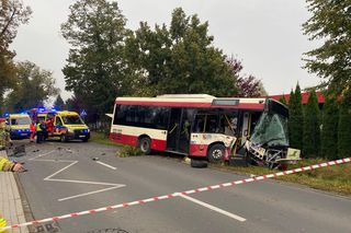 Zderzenie autobusu miejskiego i dwóch osobówek w Wilkowicach koło Leszna [ZDJĘCIA]