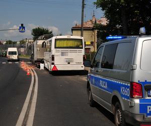 Zderzenie autobusu, betoniarki i chłodni w Jaśle [GALERIA]