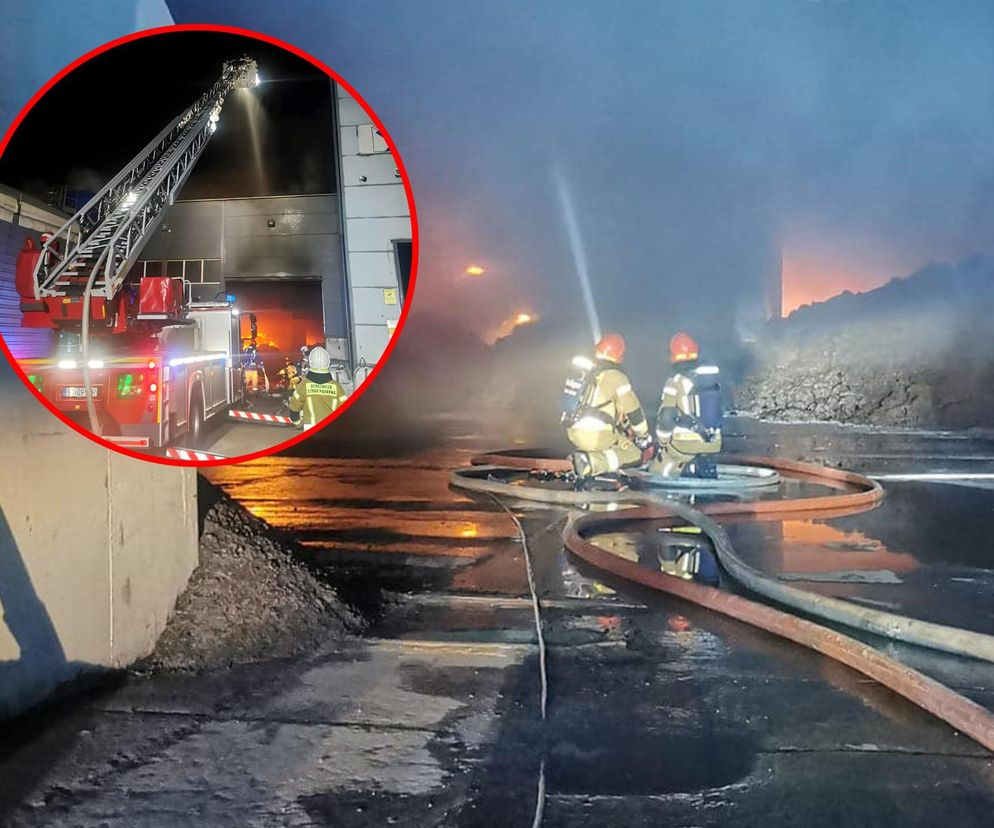 Pożar hali produkcyjnej. Na miejscu pracuje 17 zastępów straży pożarnej