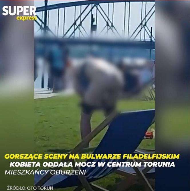 Gorszące sceny na Bulwarze Filadelfijskim. Kobieta oddała mocz w centrum Torunia. Mieszkańcy oburzeni