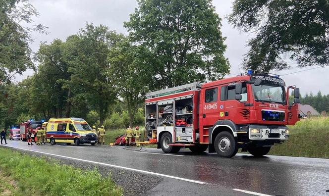 Wypadek w Gościeradowie Folwarku. Dwa auta wylądowały w rowie