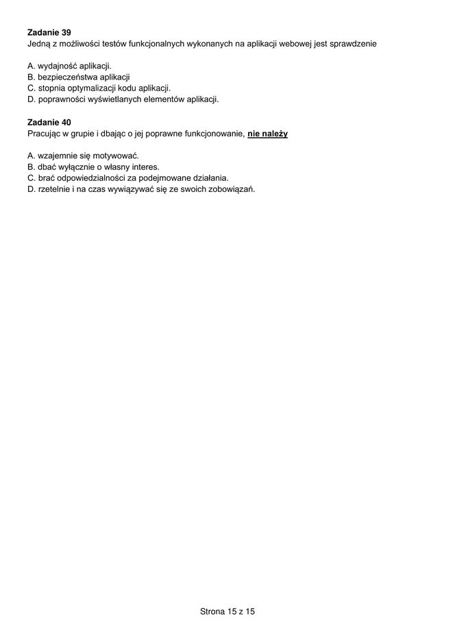 Egzamin zawodowy informatyk - przykładowe zadania. Nazwa kwalifikacji: Projektowanie, programowanie i testowanie aplikacji