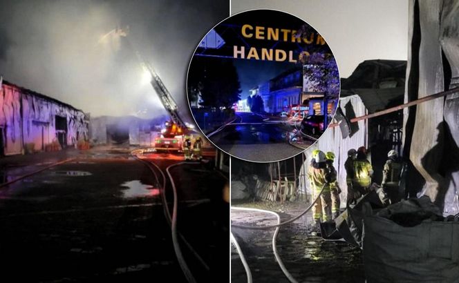 Potężny pożar parku trampolin we Włocławku