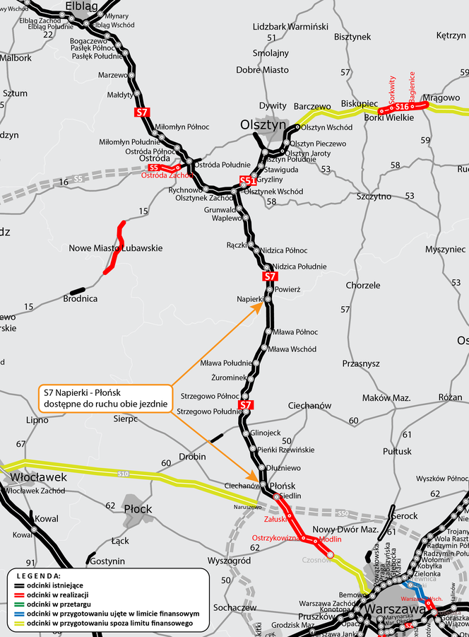 S7. Trasa z Olsztyna do stolicy już w całości dwujezdniowa