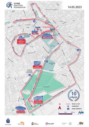 Trasa 10. Półmaratonu w Białymstoku 2023