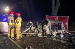 Volvo wbiło się w drzewo i stanęło w płomieniach. Kierowca spłonął żywcem! 