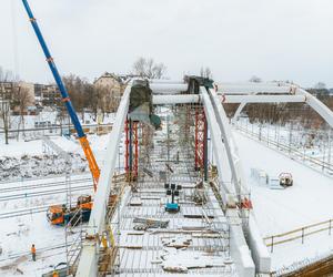 Budowa wiaduktu nad linia kolejową w Sosnowcu