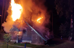 Akcja gaszenia pożaru domku letniskowego we wsi Popowo-Parcele