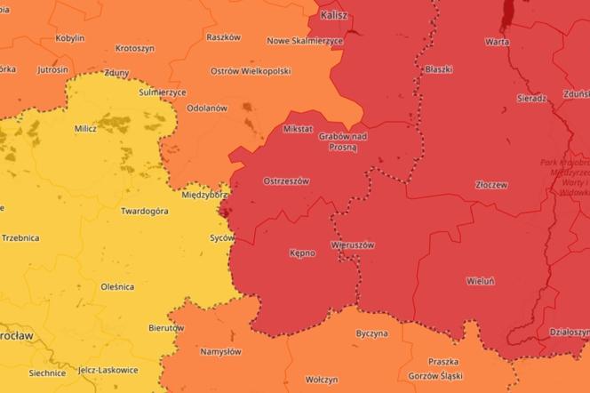 Burze, grad i silny wiatr - wydano czerwony, najwyższy stopień zagrożenia dla powiatu ostrzeszowskiego 