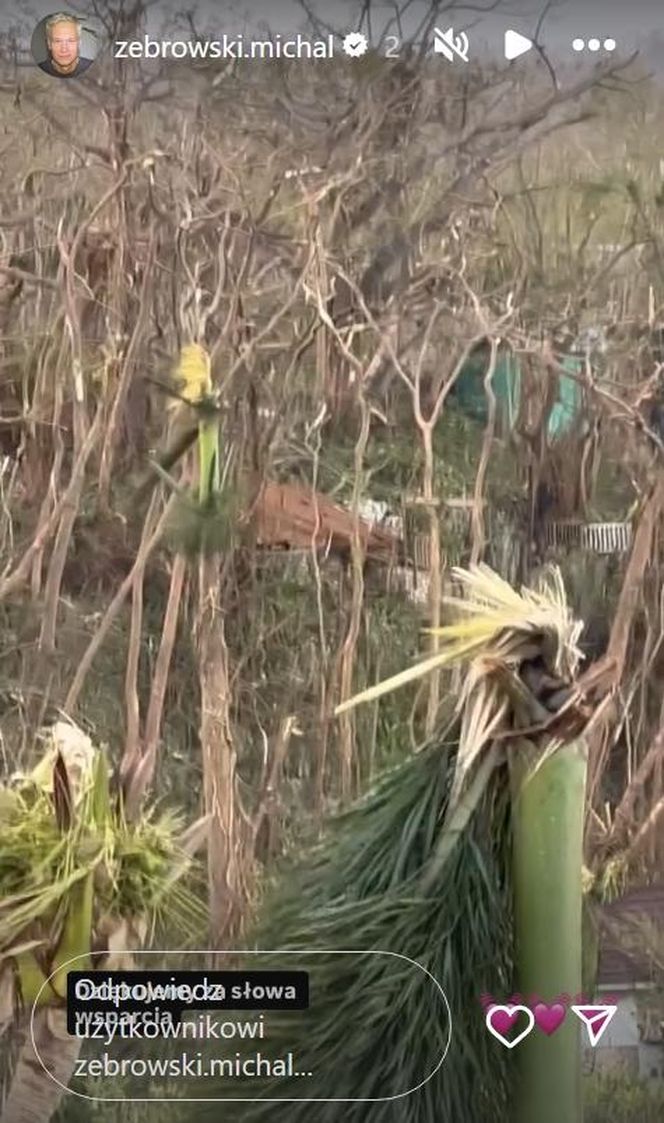 Michał Żebrowski pokazał oko cyklonu! Potworne zniszczenia po Melissie